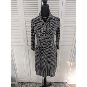 Carole Little Dress Women's 6 Geometric Print Stretchy Belt Career Core Slimming